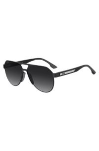 Performance sunglasses in matte-black stainless steel, Black