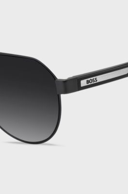Performance sunglasses in matte-black stainless steel, Black