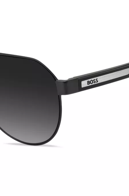 Lunettes de soleil à double pont en acier inoxydable noir mat