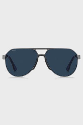 Performance sunglasses in matte stainless steel, Grey