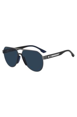 Performance sunglasses in matte stainless steel, Grey