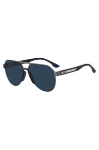Performance sunglasses in matte stainless steel, Grey