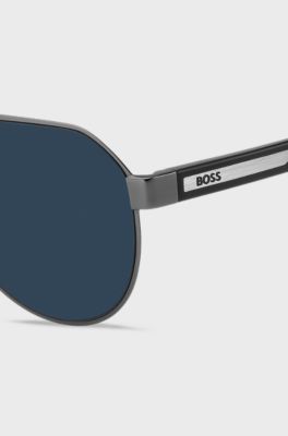 Performance sunglasses in matte stainless steel, Grey
