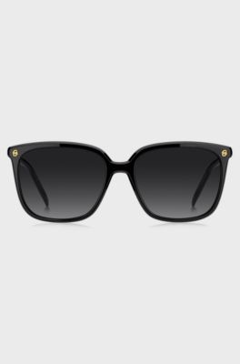Black-acetate sunglasses with gold-tone Double B monograms, Black