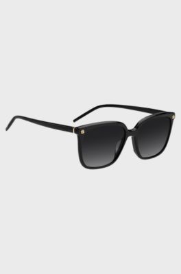 Black-acetate sunglasses with gold-tone Double B monograms, Black