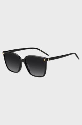 Black-acetate sunglasses with gold-tone Double B monograms, Black