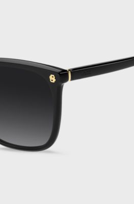 Black-acetate sunglasses with gold-tone Double B monograms, Black