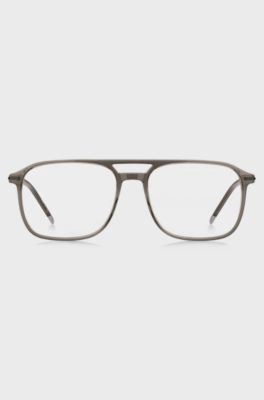 Optical frames in transparent-brown acetate and black steel, Brown