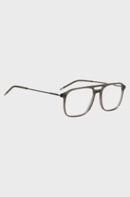 Optical frames in transparent-brown acetate and black steel, Brown