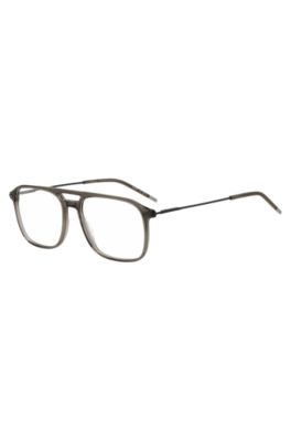 Optical frames in transparent-brown acetate and black steel, Brown