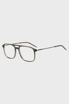 Optical frames in transparent-brown acetate and black steel, Brown