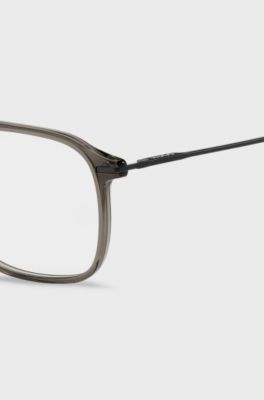 Optical frames in transparent-brown acetate and black steel, Brown