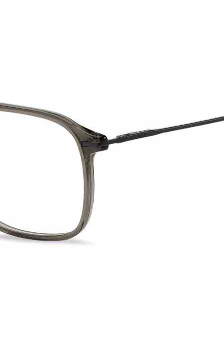 Monture optique en acétate brun transparent et acier noir