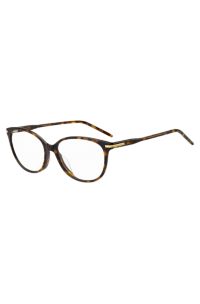 Havana-acetate optical frames with gold-tone trims, Brown Patterned