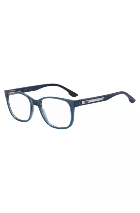 Monture optique bleue avec insert argenté à logo