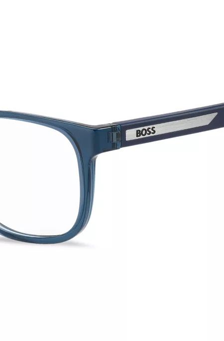 Monture optique bleue avec insert argenté à logo