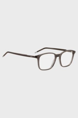Grey-brown-acetate optical frames with logo details, Grey
