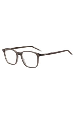 Grey-brown-acetate optical frames with logo details, Grey