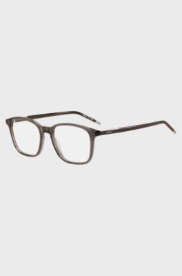Grey-brown-acetate optical frames with logo details, Grey