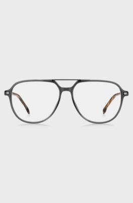 Double-bridge optical frames in acetate and metal, Grey