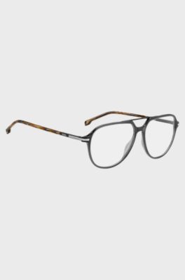 Double-bridge optical frames in acetate and metal, Grey