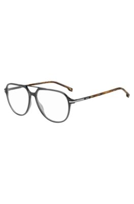 Double-bridge optical frames in acetate and metal, Grey