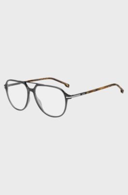Double-bridge optical frames in acetate and metal, Grey