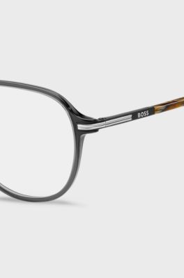 Double-bridge optical frames in acetate and metal, Grey