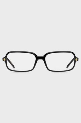 Black-acetate optical frames with rose-gold-tone trims, Black