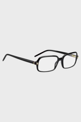 Black-acetate optical frames with rose-gold-tone trims, Black