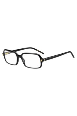 Black-acetate optical frames with rose-gold-tone trims, Black