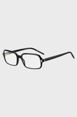 Black-acetate optical frames with rose-gold-tone trims, Black