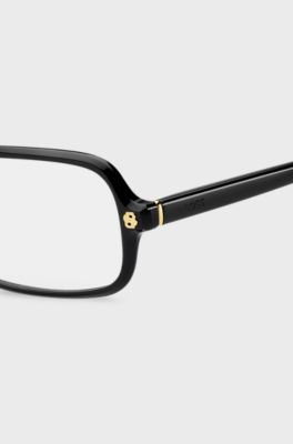 Black-acetate optical frames with rose-gold-tone trims, Black
