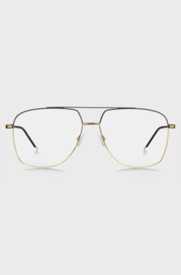 Matte black and rose-gold-tone optical glasses, Gold tone
