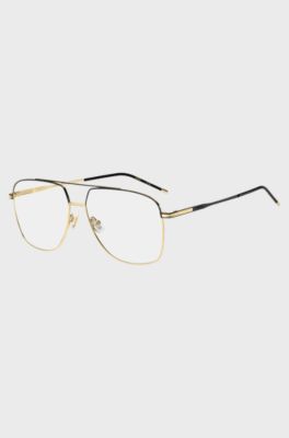 Matte black and rose-gold-tone optical glasses, Gold tone
