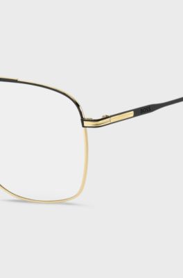 Matte black and rose-gold-tone optical glasses, Gold tone