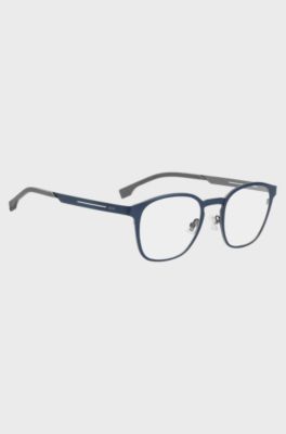 Titanium optical lenses in matte blue and grey, Blue
