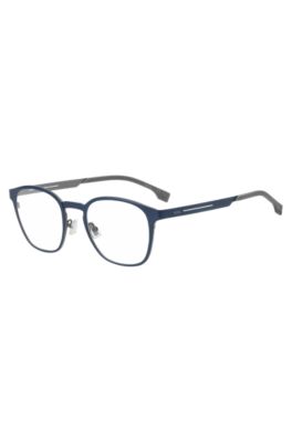 Titanium optical lenses in matte blue and grey, Blue
