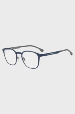 Titanium optical lenses in matte blue and grey, Blue