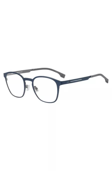 Lunettes de vue en titane bleu mat et gris mat