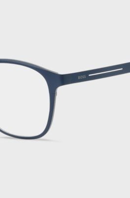 Titanium optical lenses in matte blue and grey, Blue