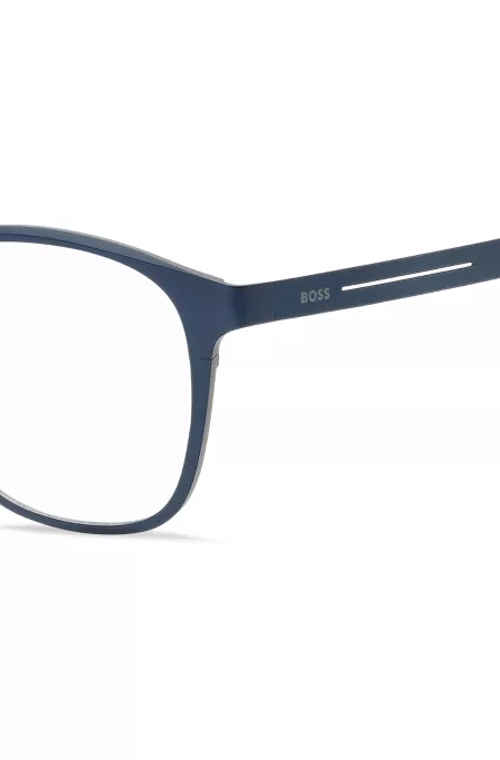 Lunettes de vue en titane bleu mat et gris mat