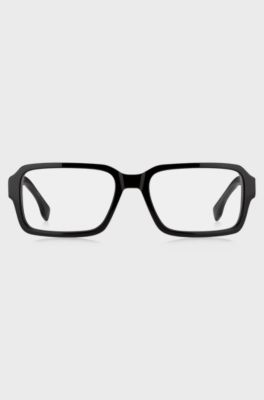 Black-acetate optical frames with silver-tone logo insert, Black