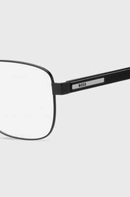 Double-bridge optical frames in black metal and acetate, Black