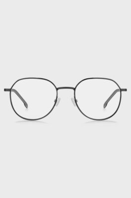 Black optical frames in stainless steel and ruthenium, Black