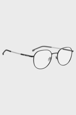 Schwarze Brillenfassung aus Edelstahl und Ruthenium, Schwarz