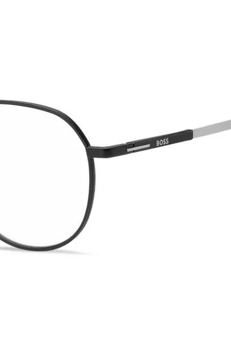 Monture optique noire en acier inoxydable et ruthénium