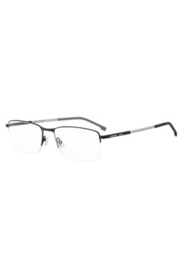 half-rim optical frames with logo temples