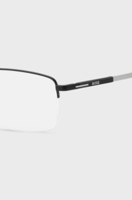 Black half-rim optical frames with logo temples, Black
