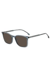 Lunettes de soleil en ac&eacute;tate bleu transparent avec finitions argent&eacute;es, Bleu